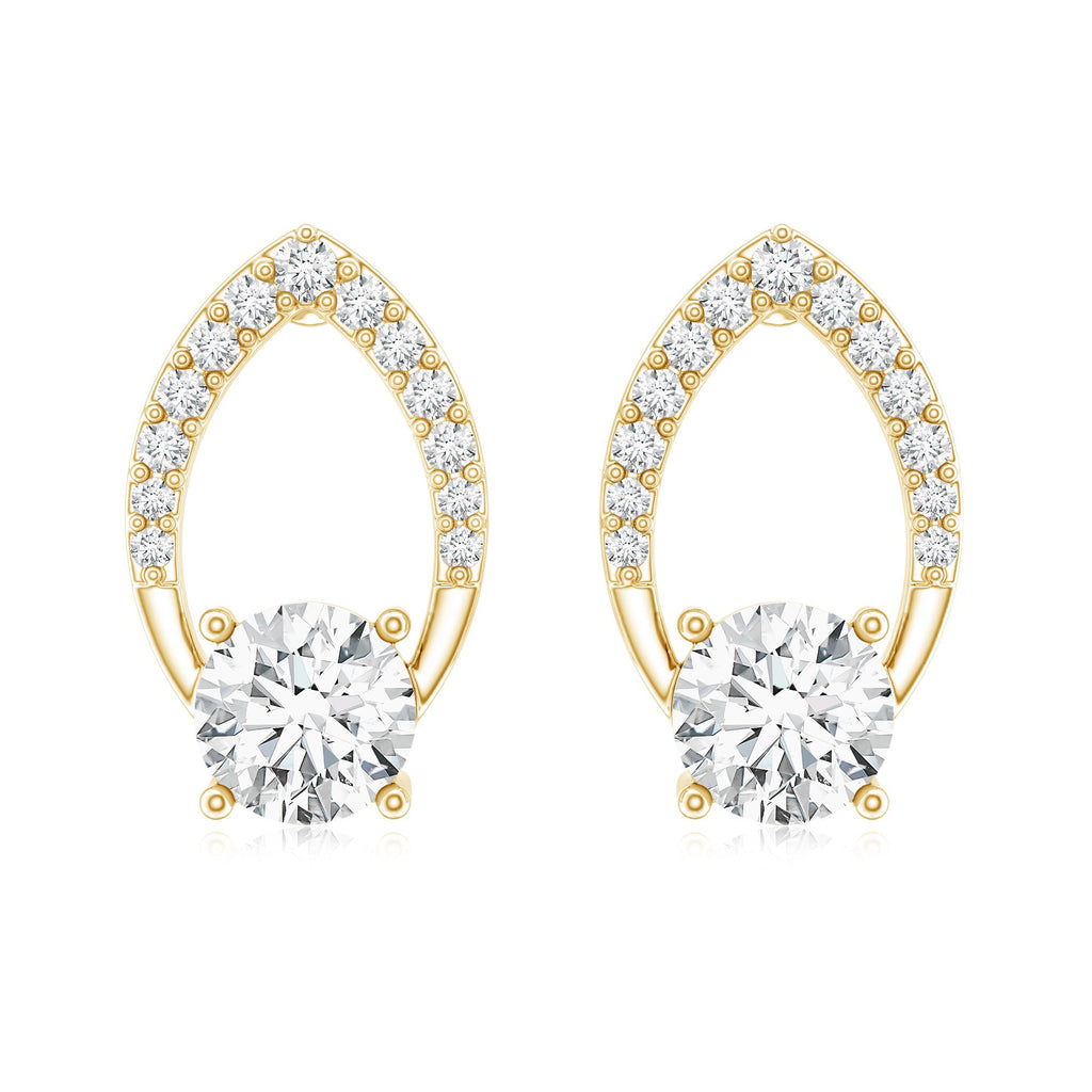 Certified 5 MM Lab Grown Diamond Leaf Stud Earrings