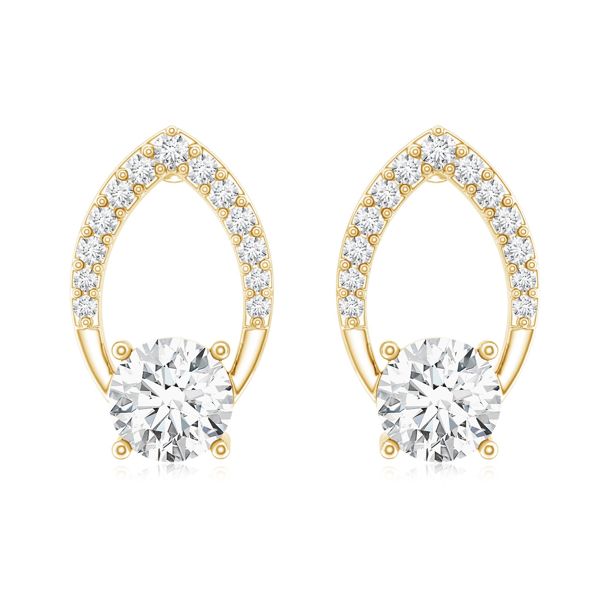 Certified 5 MM Lab Grown Diamond Leaf Stud Earrings