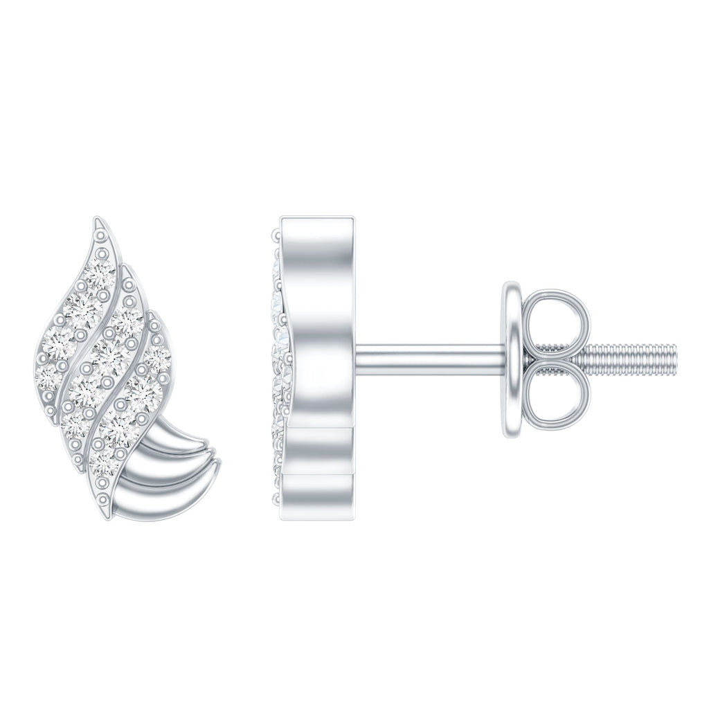 Certified Lab Grown Diamond Leaf Stud Earrings With Screw Back