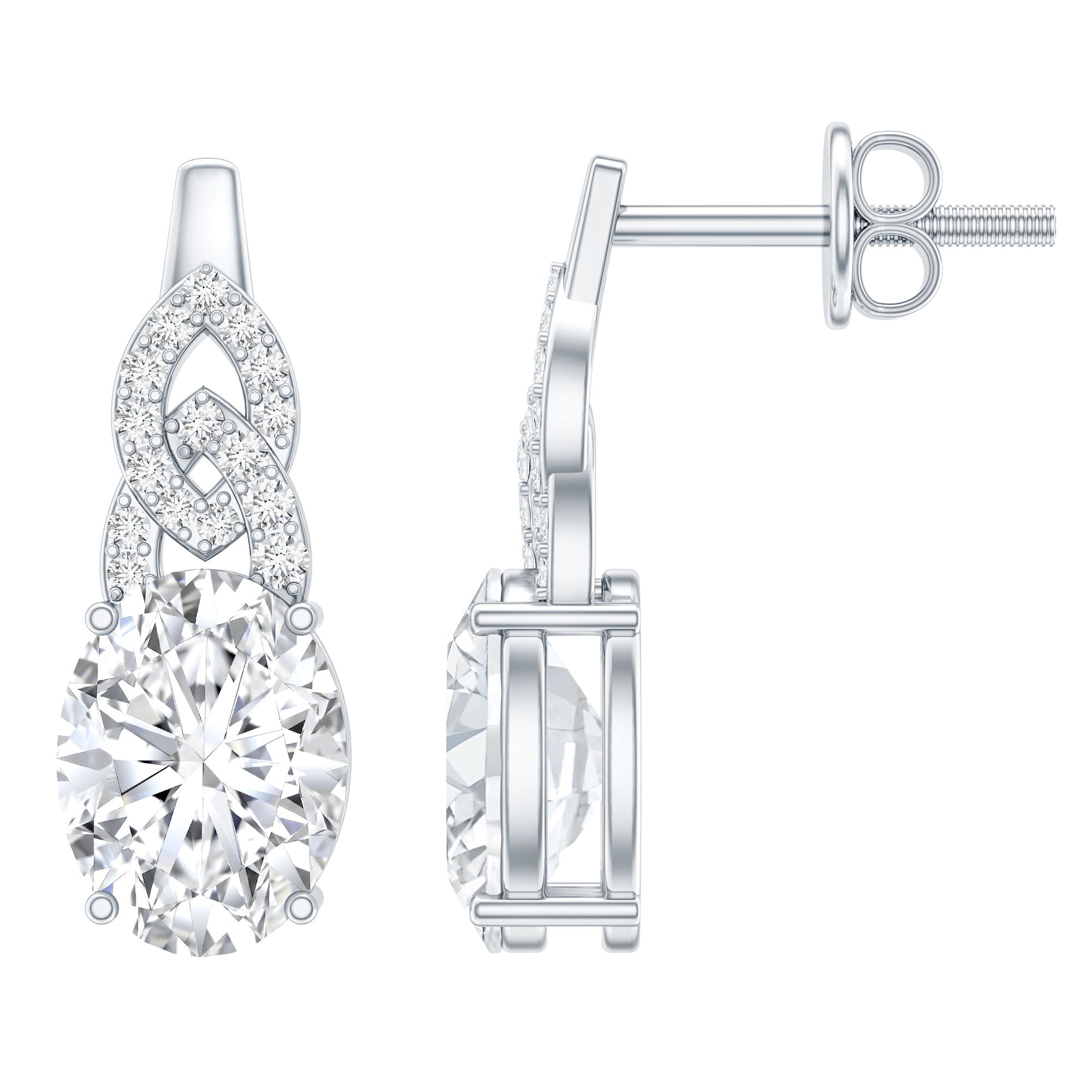6X8 MM Oval Lab Grown Diamond Designer Stud Earrings