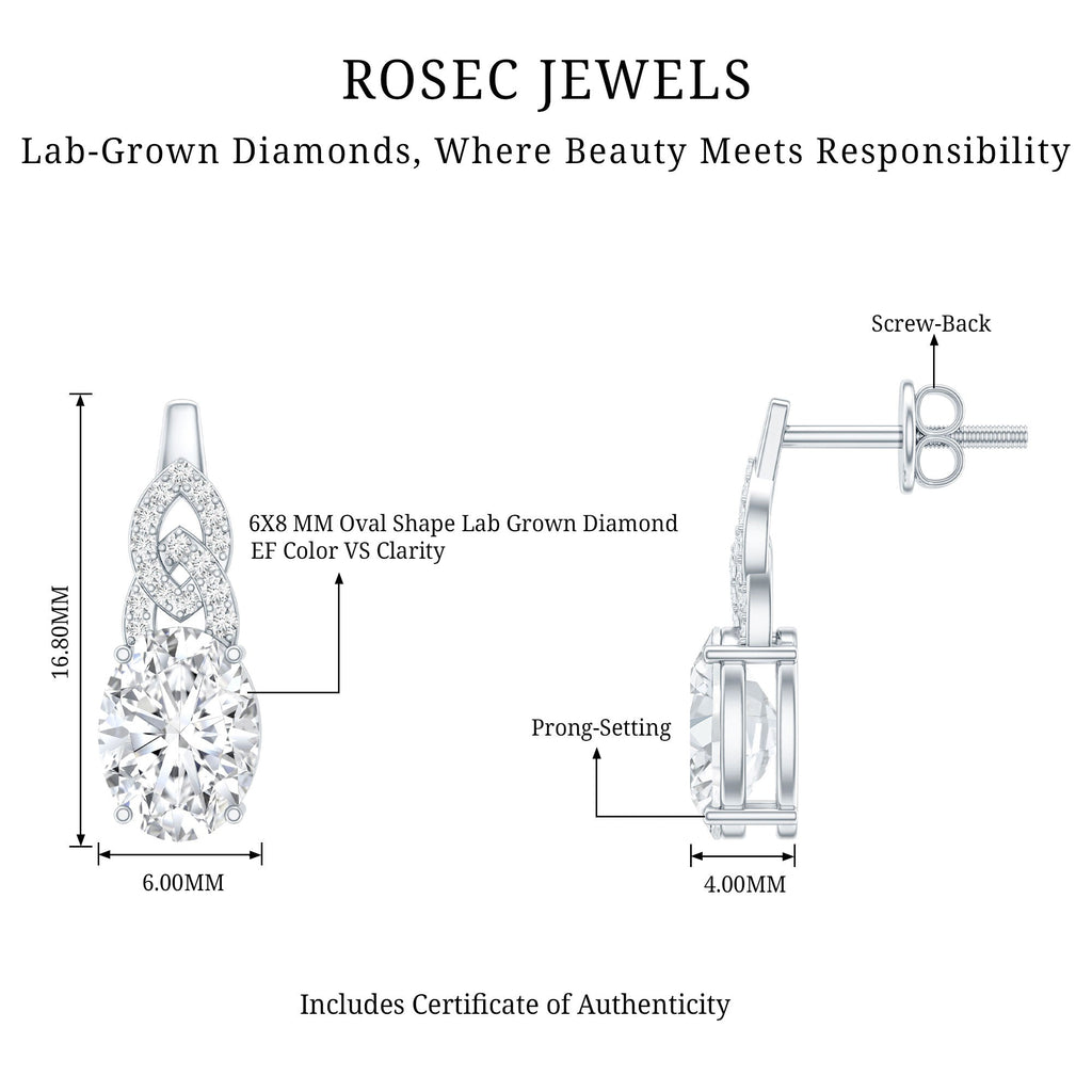 6X8 MM Oval Lab Grown Diamond Designer Stud Earrings