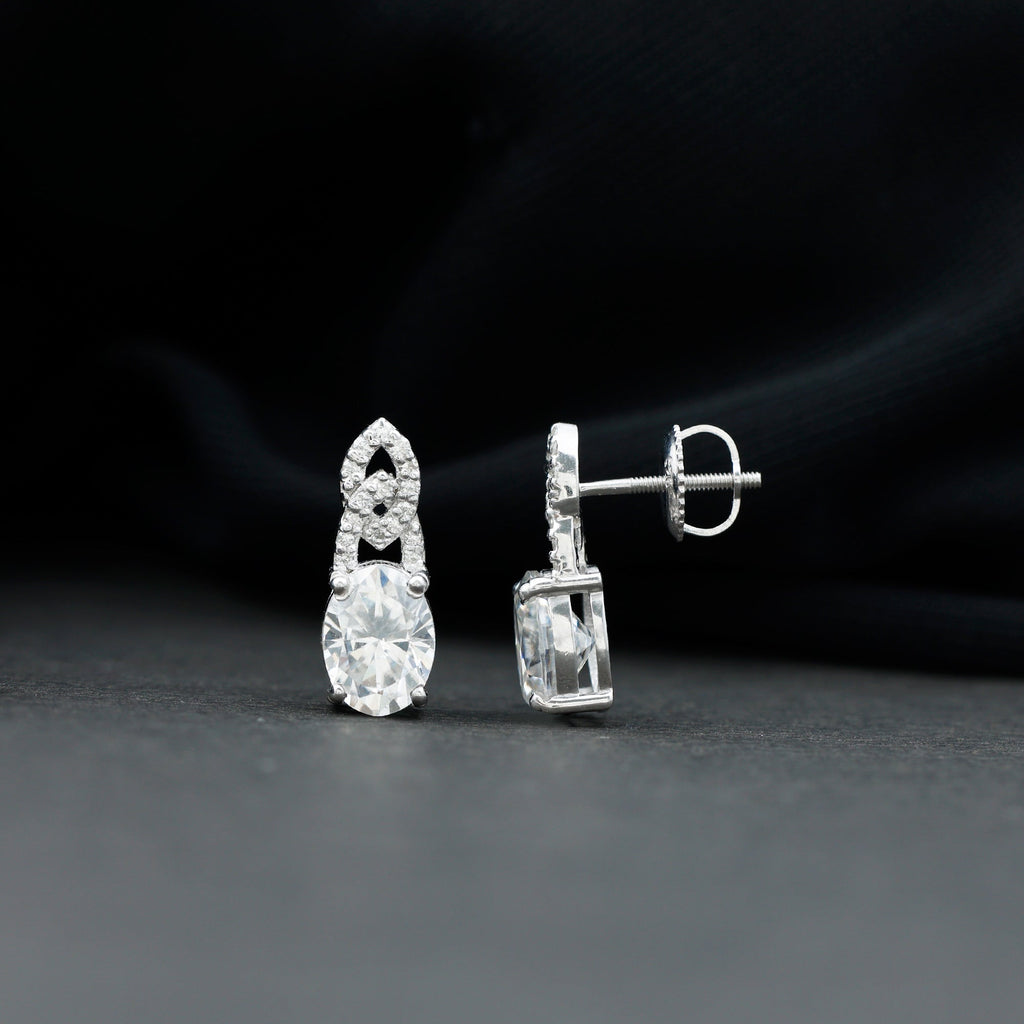 6X8 MM Oval Lab Grown Diamond Designer Stud Earrings