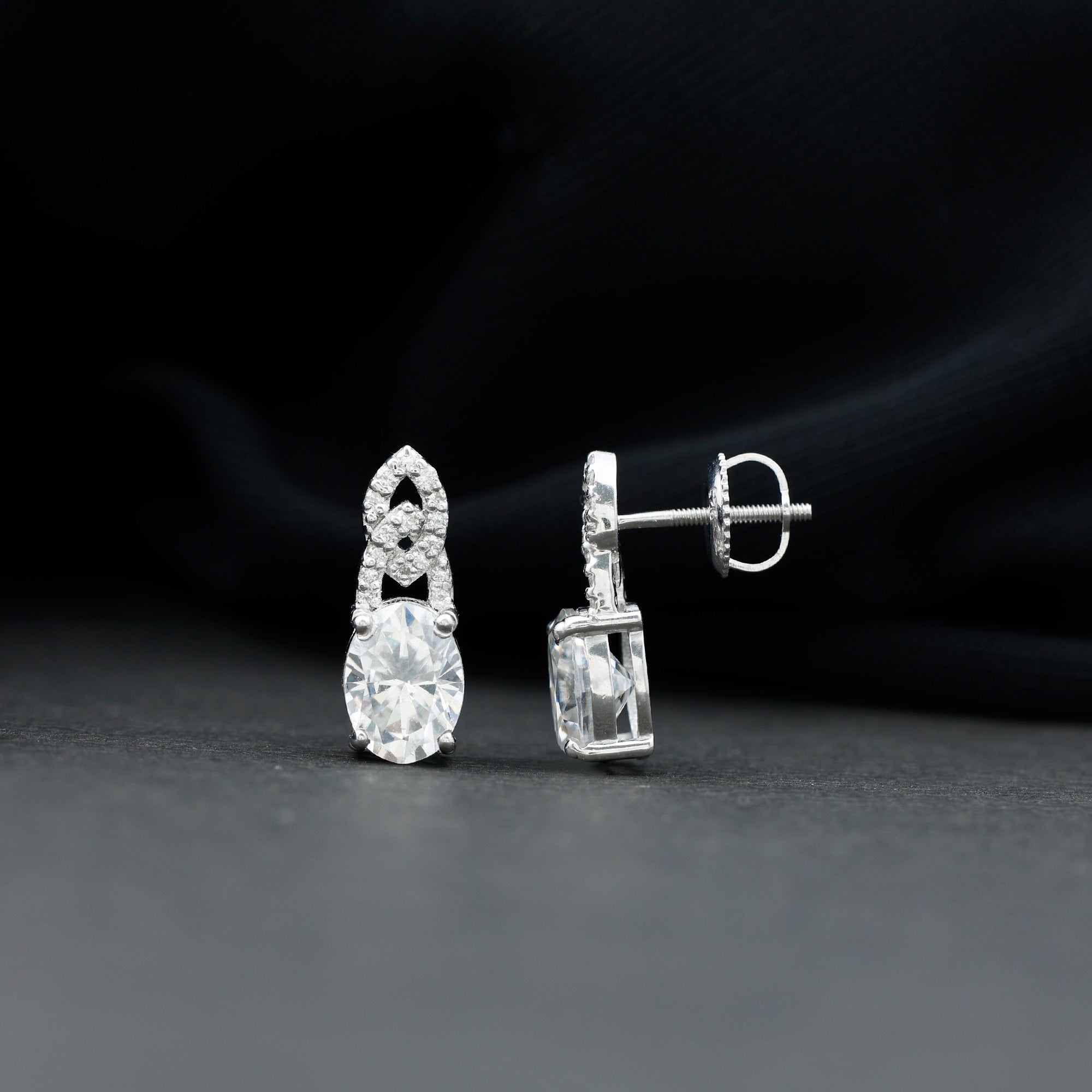 6X8 MM Oval Lab Grown Diamond Designer Stud Earrings