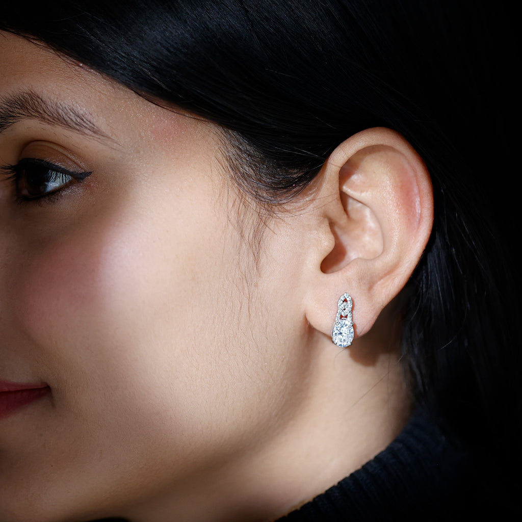 6X8 MM Oval Lab Grown Diamond Designer Stud Earrings