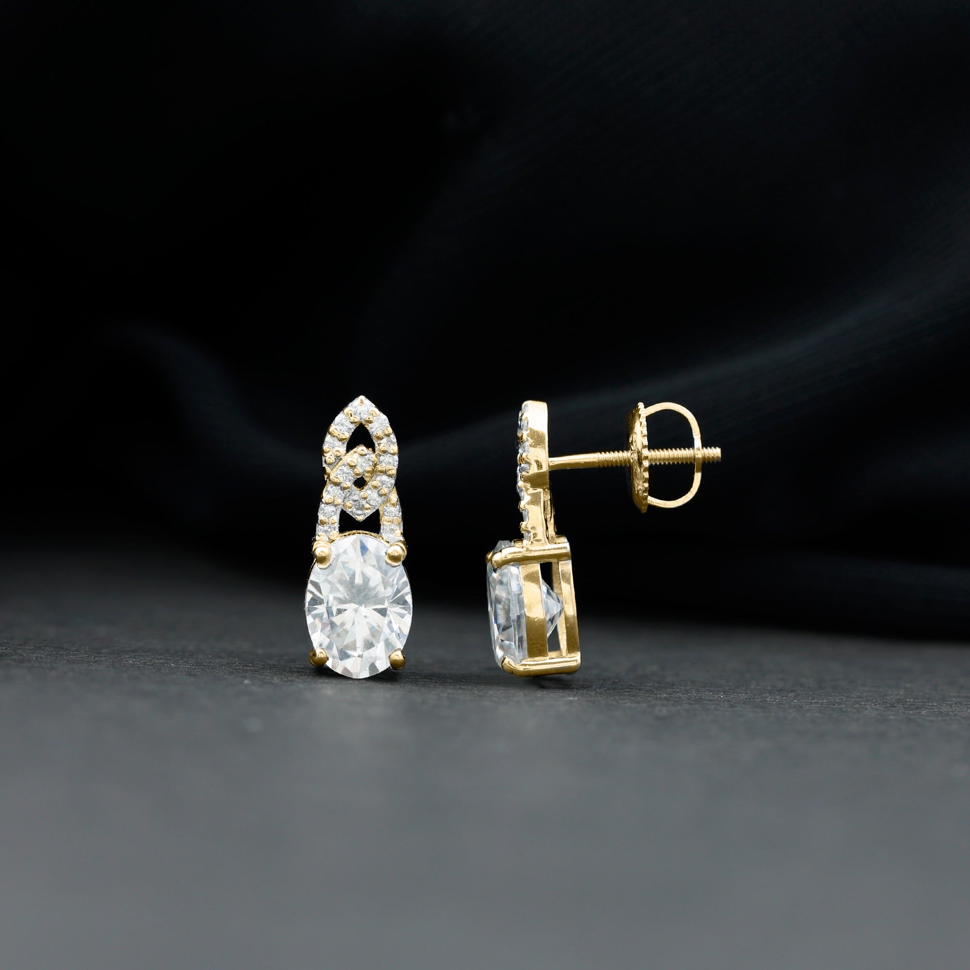 6X8 MM Oval Lab Grown Diamond Designer Stud Earrings