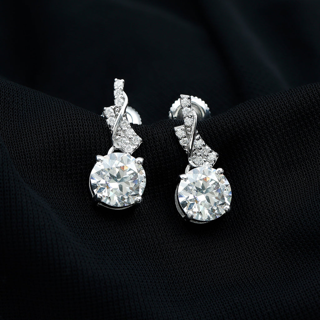 Certified Lab 8 mm Round Diamond Designer Drop Earrings