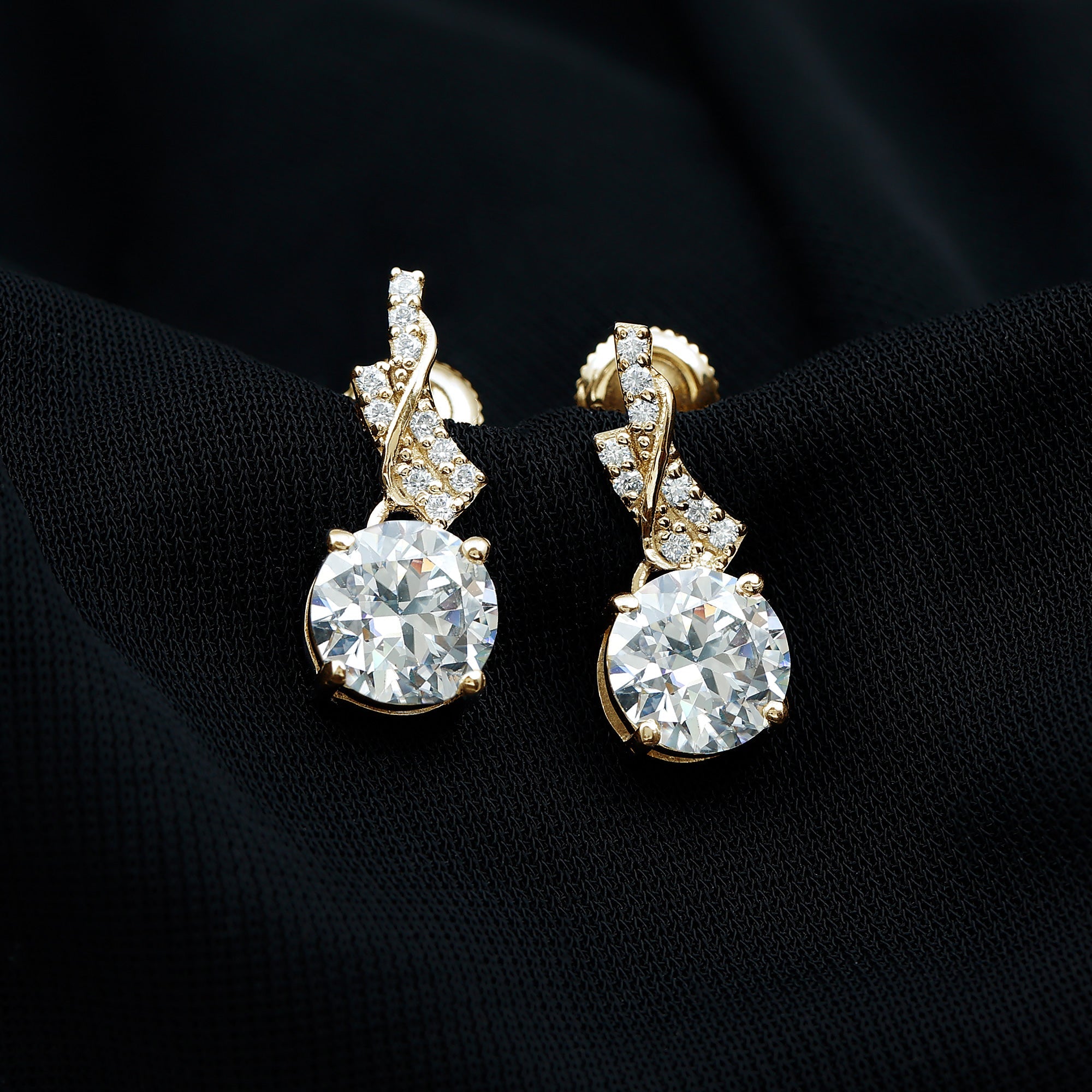 Certified Lab 8 mm Round Diamond Designer Drop Earrings