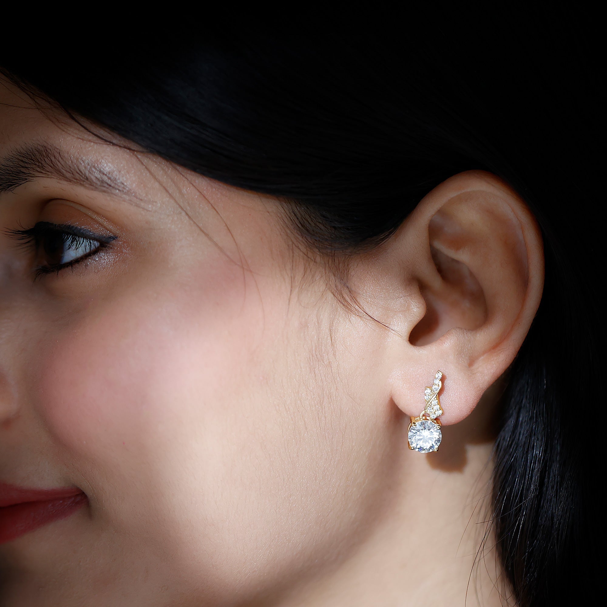 Certified Lab 8 mm Round Diamond Designer Drop Earrings