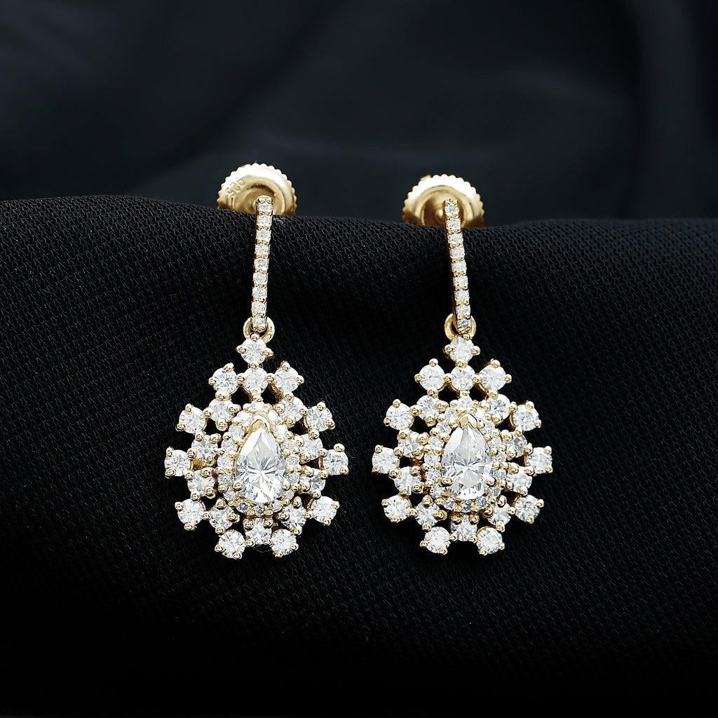 Certified Pear Shape Lab Grown Diamond Bridal Drop Earrings