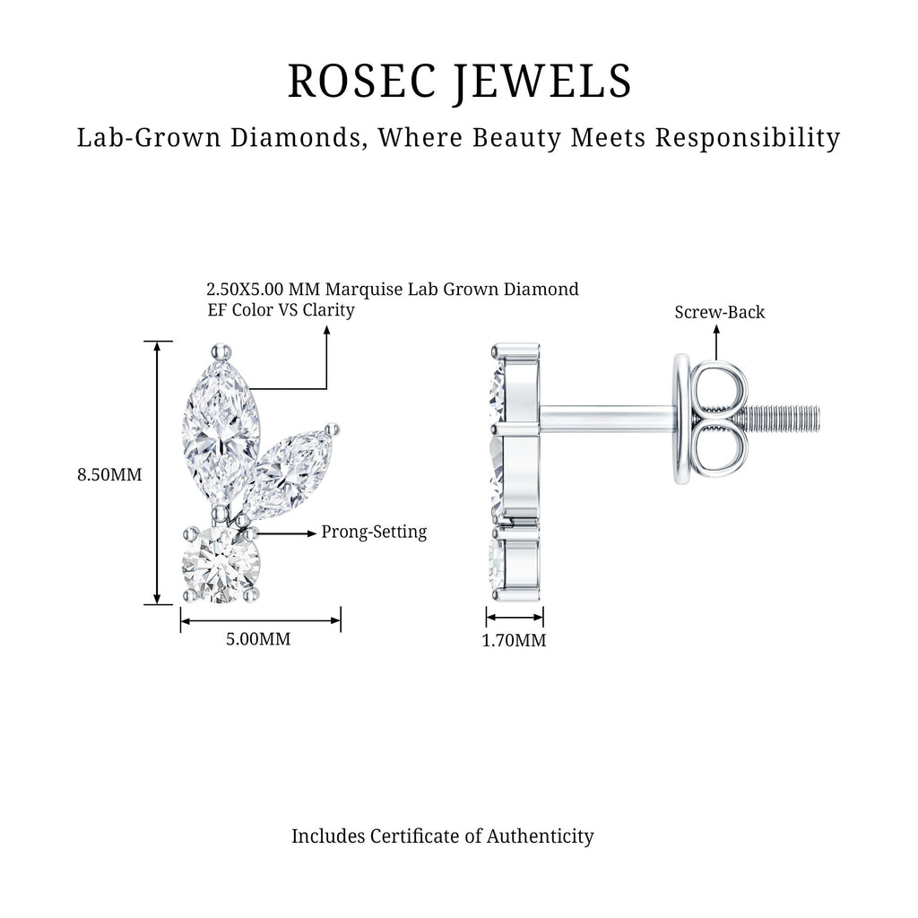 Certified Lab Grown Diamond Everyday Earrings With Screw Back