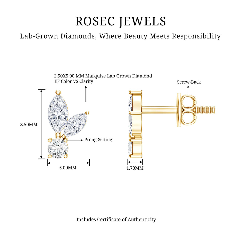 Certified Lab Grown Diamond Everyday Earrings With Screw Back