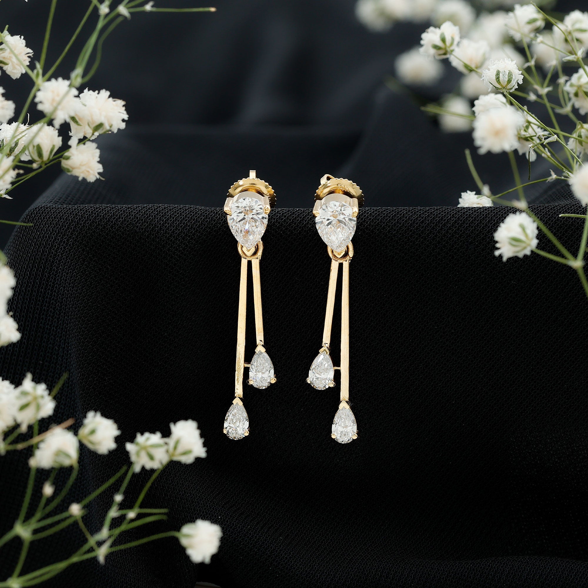 Certified Lab Grown Diamond Teardrop Dangle Earrings