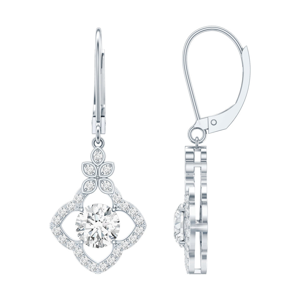 Certified Lab 6MM Round Diamond Flower Drop Earrings
