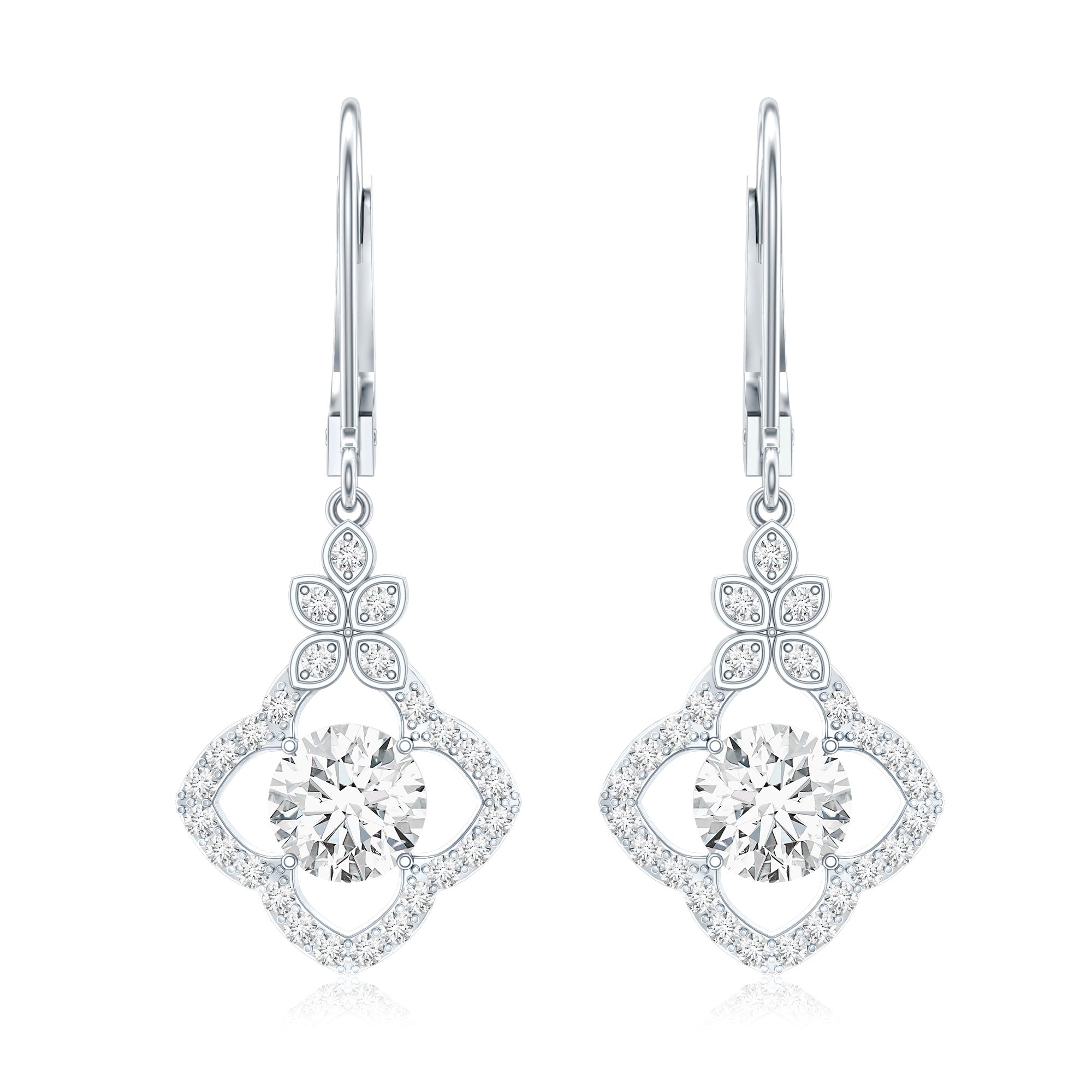 Certified Lab 6MM Round Diamond Flower Drop Earrings