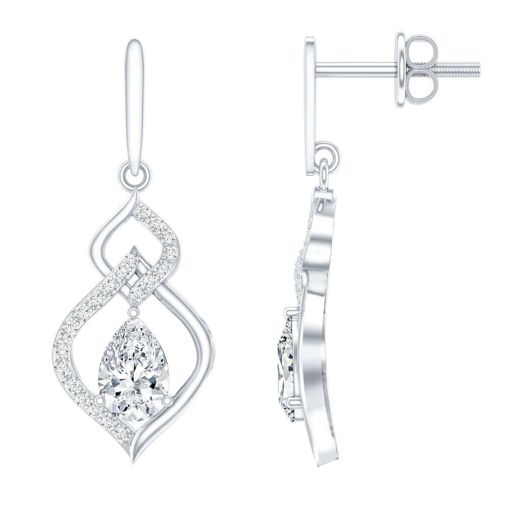 Certified Lab 4X6 MM Pear Shaped Diamond Drop Bridal Earrings