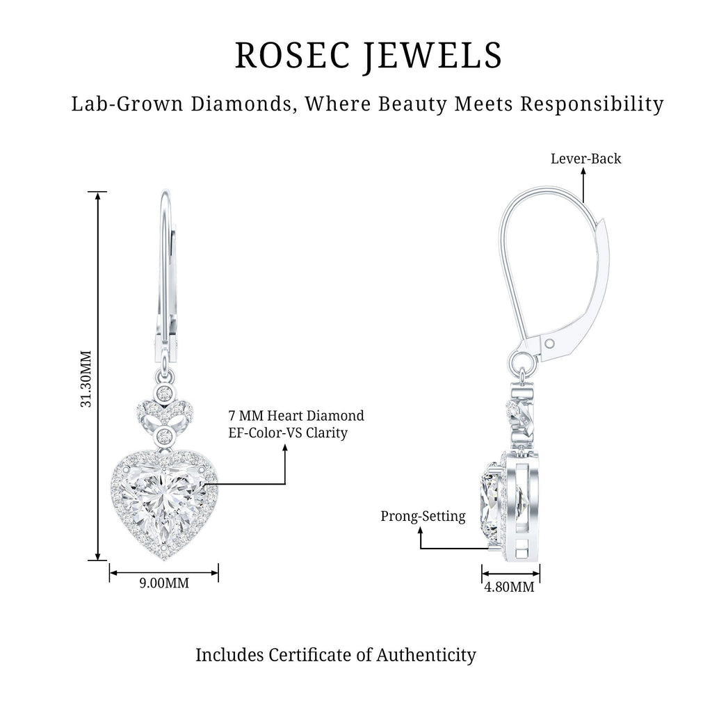 Certified 7MM Lab Grown Diamond Heart Drop Earrings