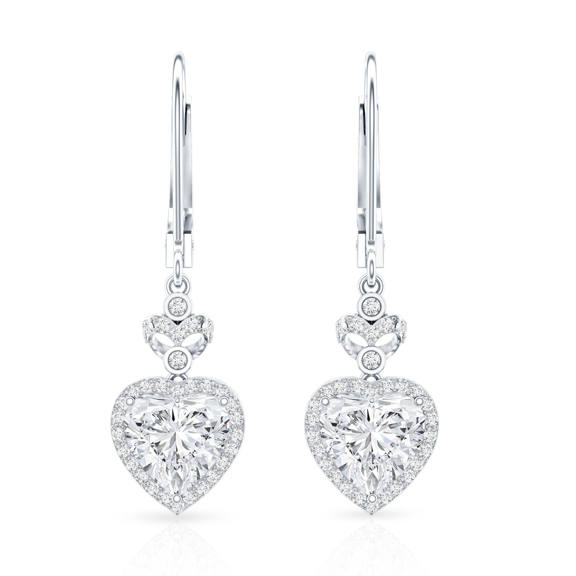 Certified 7MM Lab Grown Diamond Heart Drop Earrings