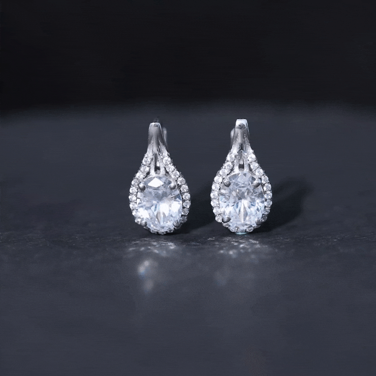 Certified 2 Carat Lab Grown Diamond Halo Designer Earrings