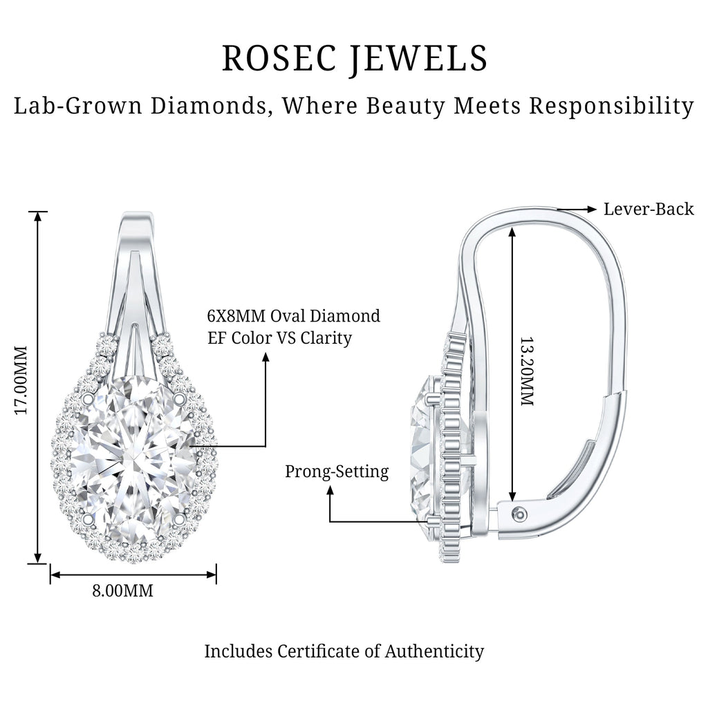 Certified 2 Carat Lab Grown Diamond Halo Designer Earrings