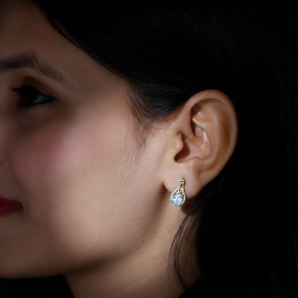 Certified 2 Carat Lab Grown Diamond Halo Designer Earrings