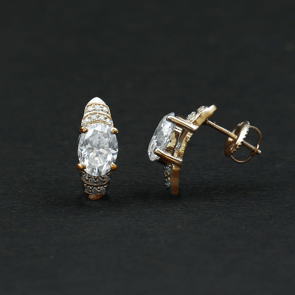 2 Carat Oval Lab Grown Diamond Vintage Style Stud Earrings