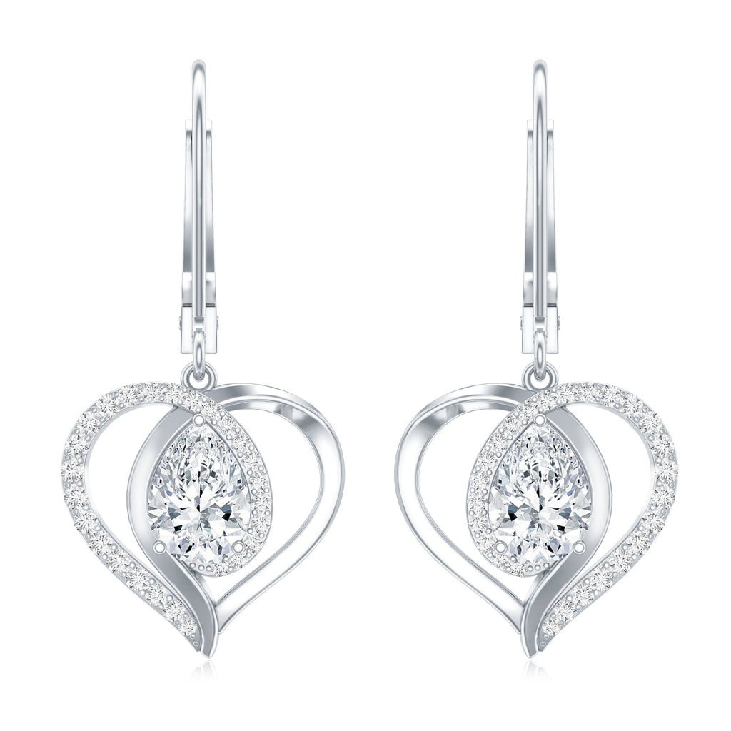Certified 5X7MM Pear Lab Grown Diamond Heart Drop Earrings