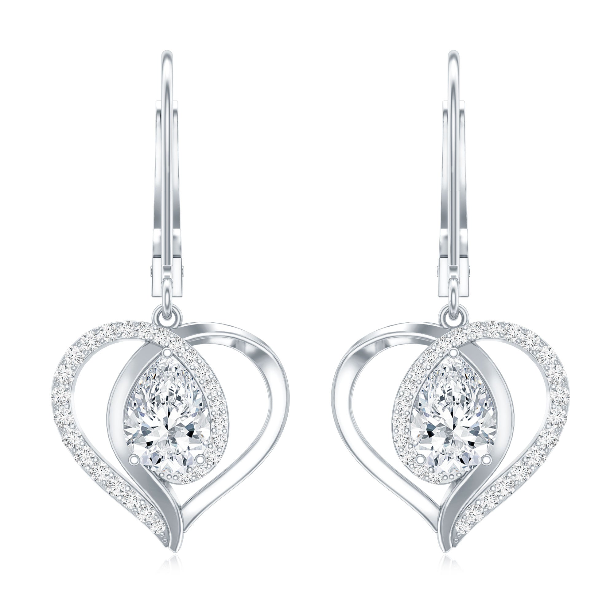 Certified 5X7MM Pear Lab Grown Diamond Heart Drop Earrings