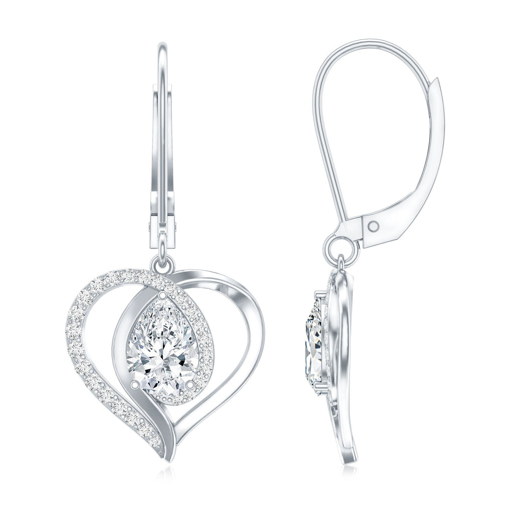 Certified 5X7MM Pear Lab Grown Diamond Heart Drop Earrings