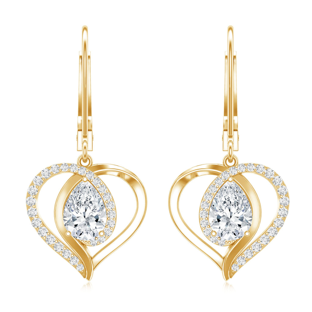 Certified 5X7MM Pear Lab Grown Diamond Heart Drop Earrings