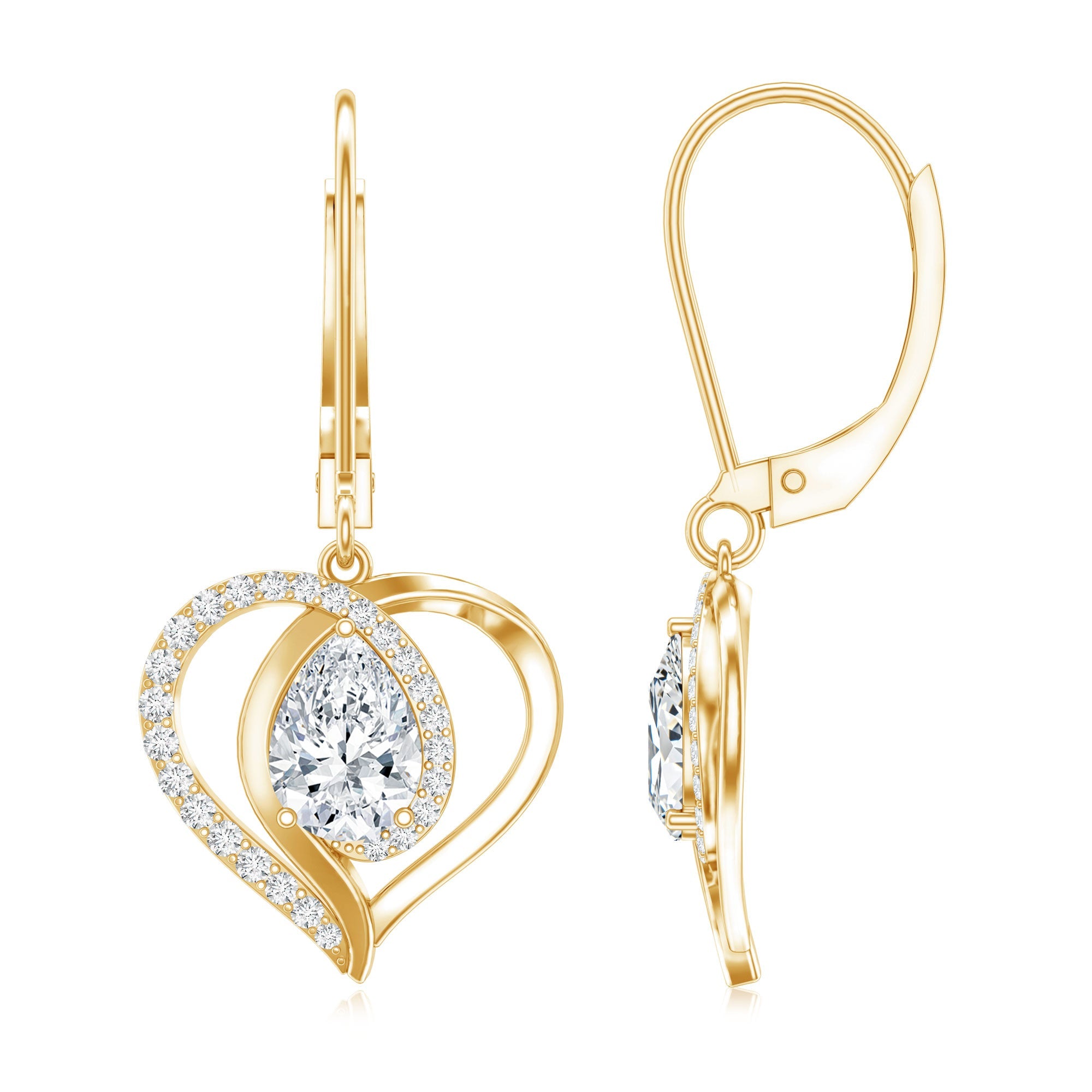 Certified 5X7MM Pear Lab Grown Diamond Heart Drop Earrings