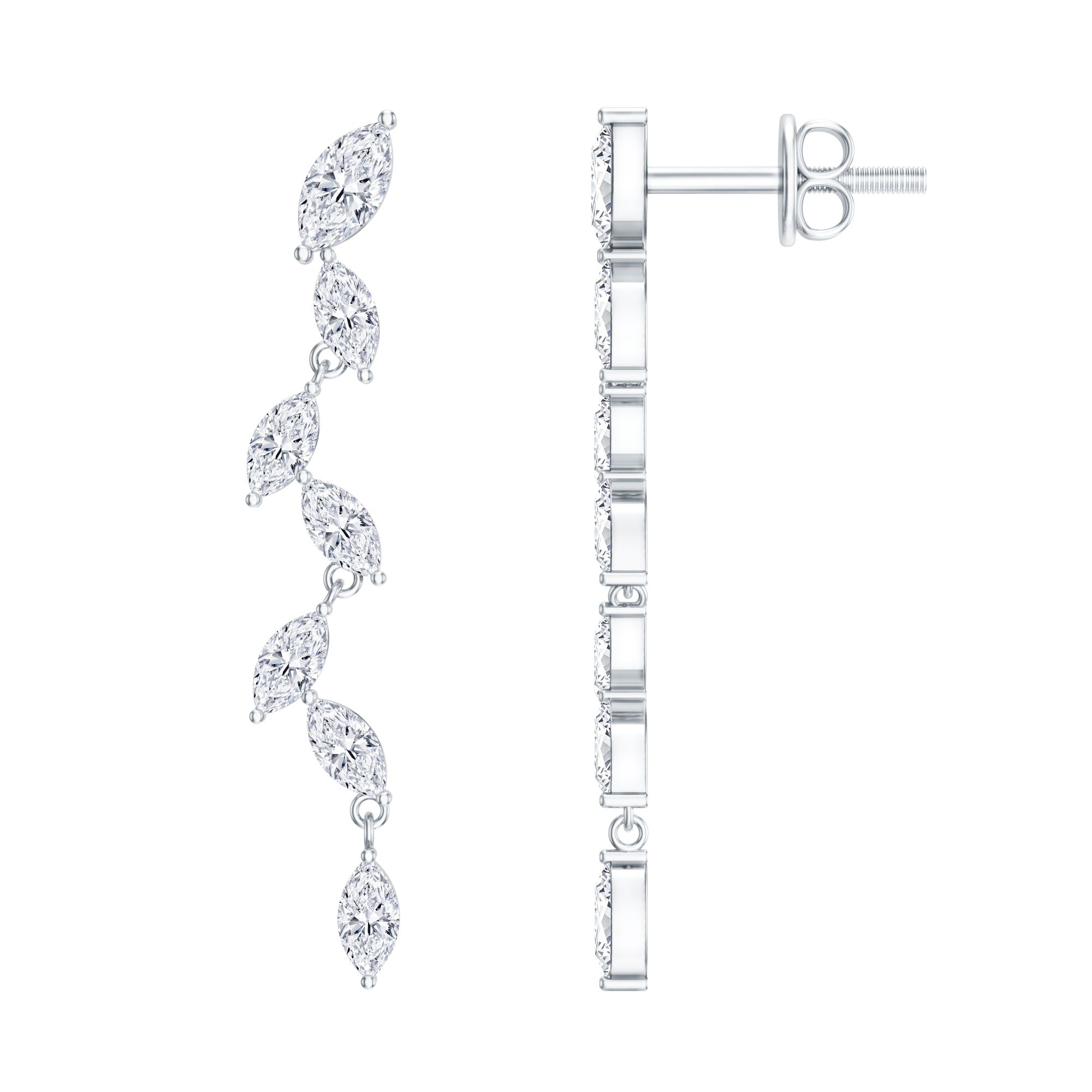 Marquise Lab Grown Diamond Bridal Dangle Earrings