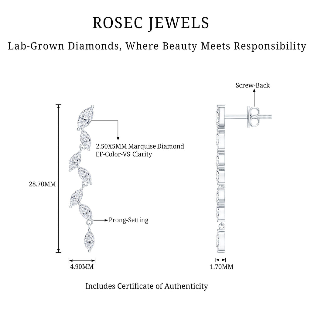 Marquise Lab Grown Diamond Bridal Dangle Earrings