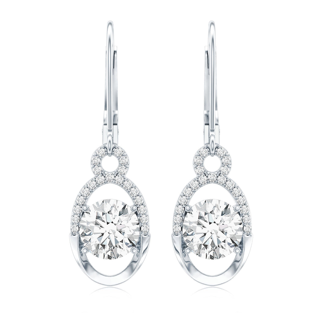 Certified 7 MM Round Lab Grown Diamond Drop Hoop Earrings
