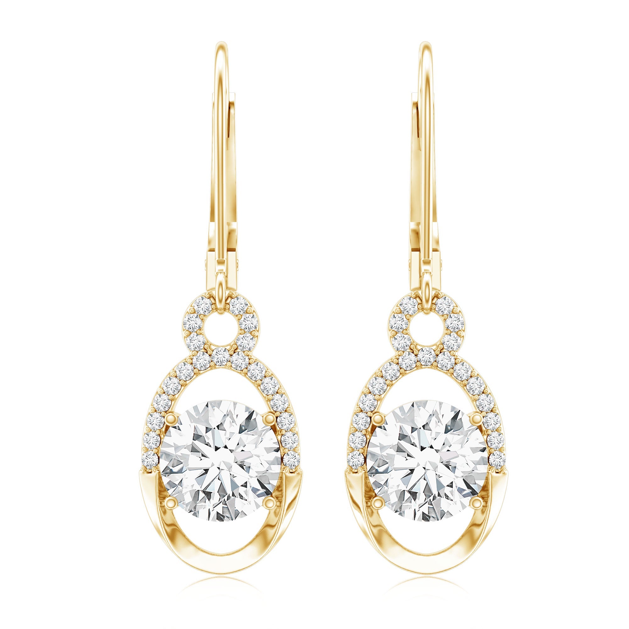 Certified 7 MM Round Lab Grown Diamond Drop Hoop Earrings