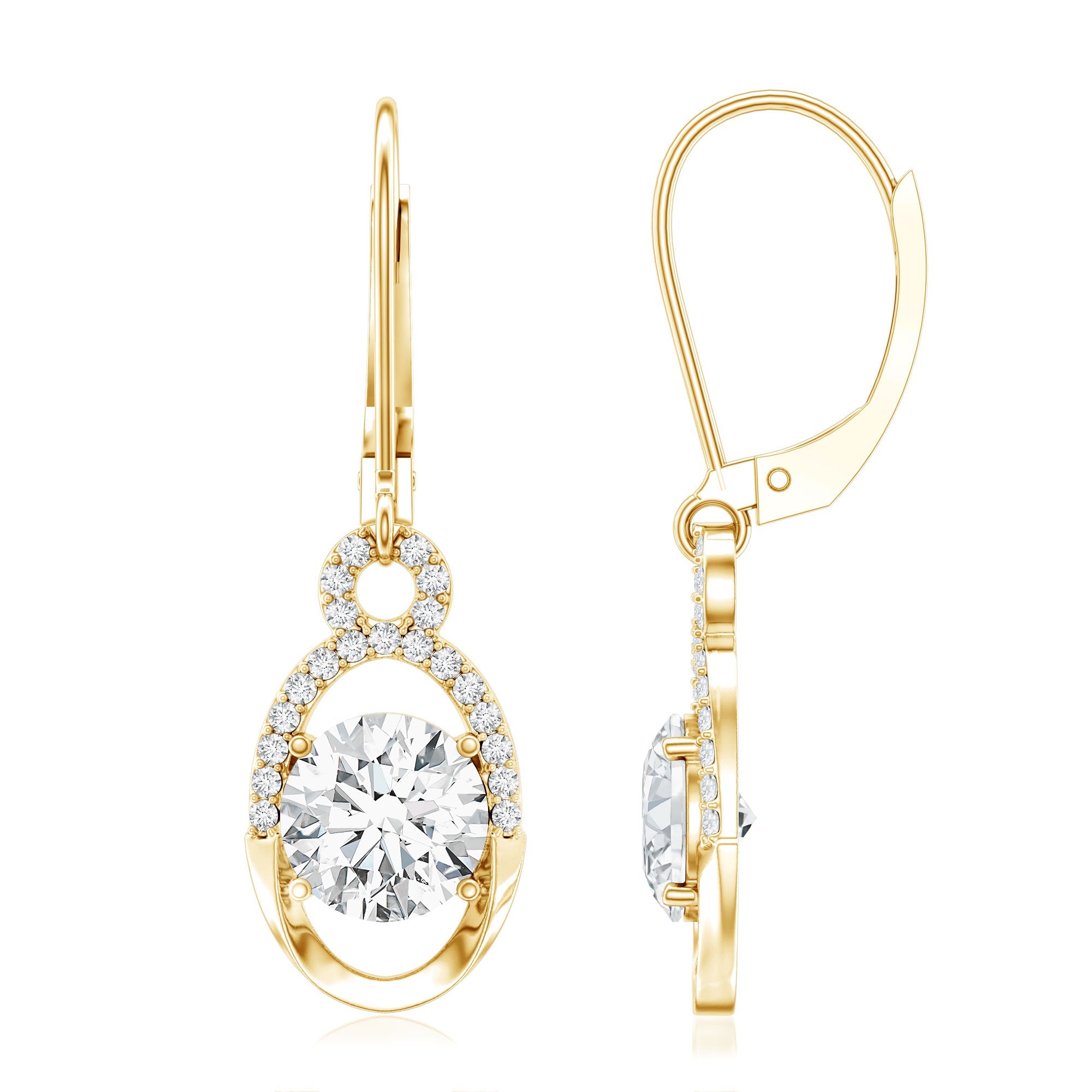 Certified 7 MM Round Lab Grown Diamond Drop Hoop Earrings