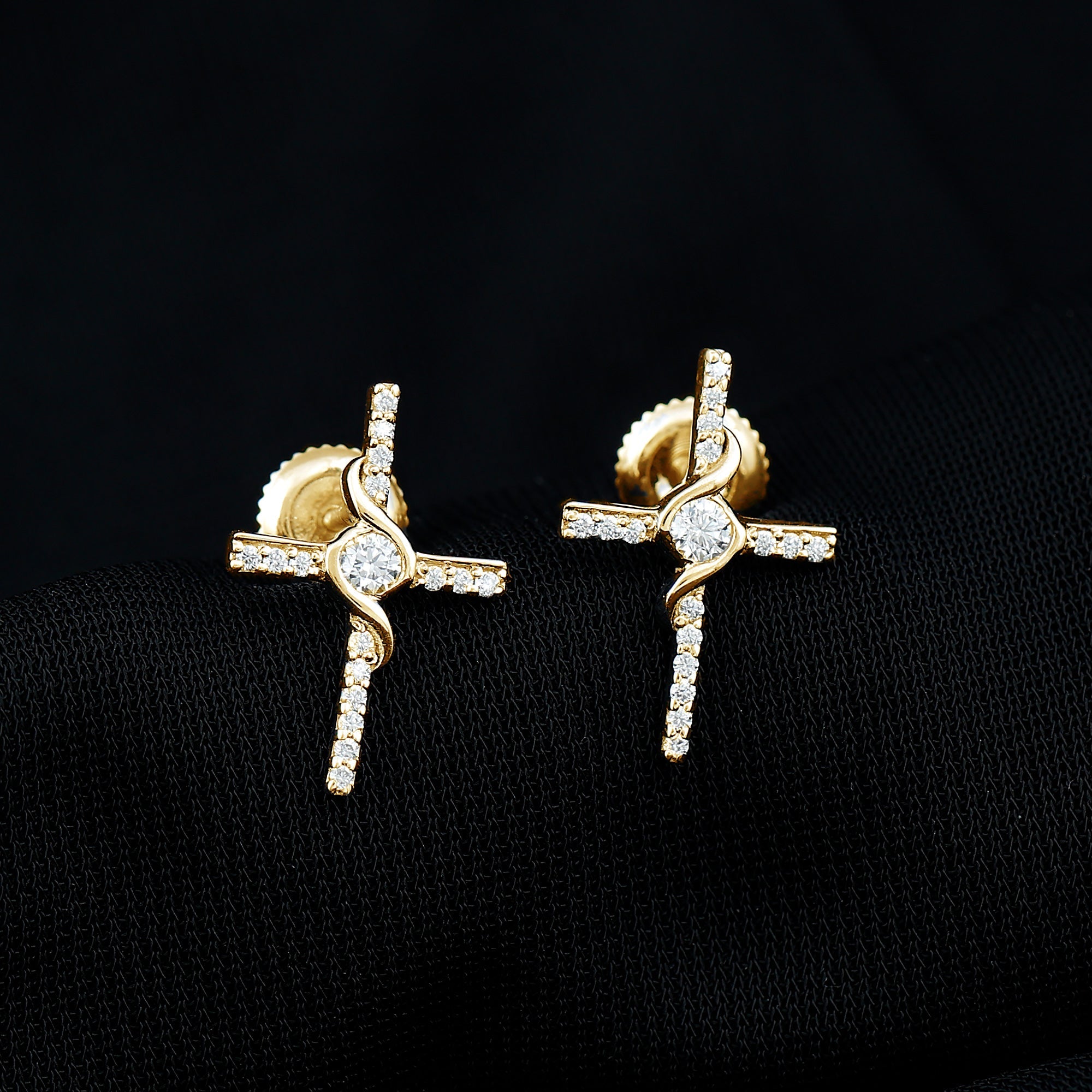 Certified Lab Grown Diamond Religious Cross Earrings