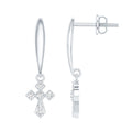 Lab Grown Diamond Cross Drop Earrings With Screw Back