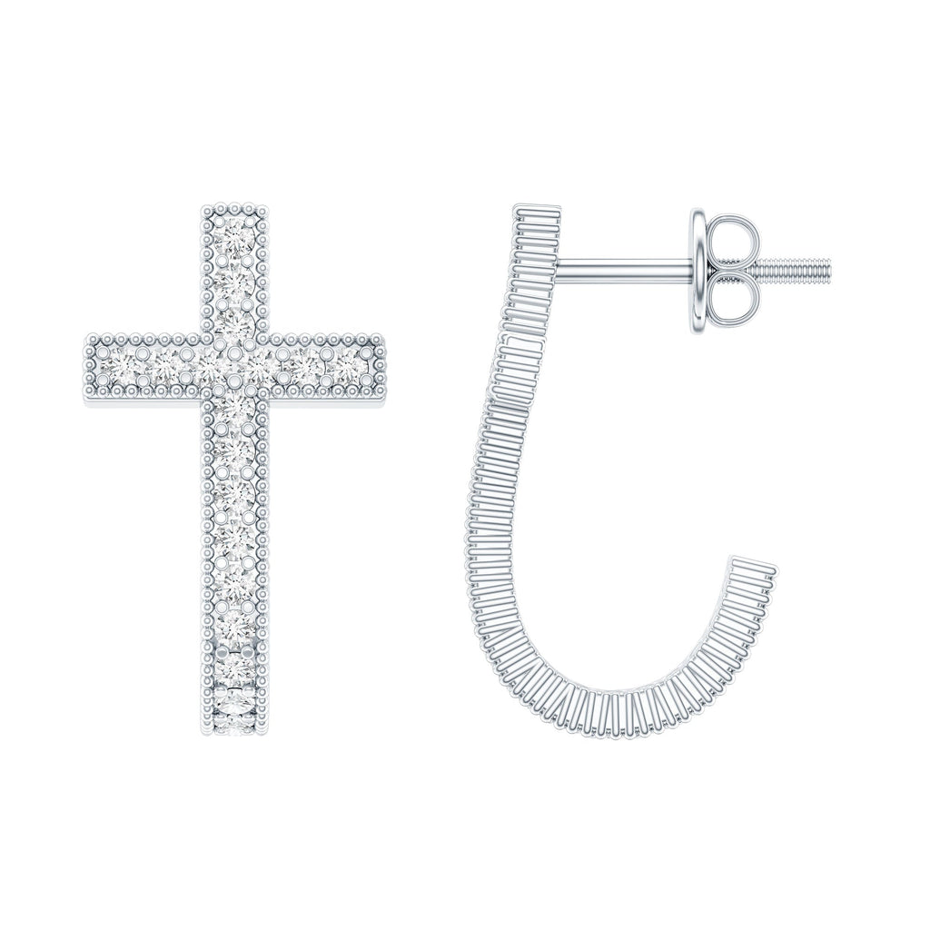 Lab Grown Diamond Religious Cross Earrings with Screw back