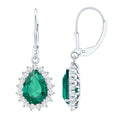 Certified Lab Grown Emerald Hoop Drop Earring in Silver