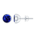 2 Carat Round Lab Created Blue Sapphire Stud Earrings in Bezel Setting