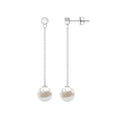 6 Carat Freshwater Pearl and Diamond Chain Drop Earrings
