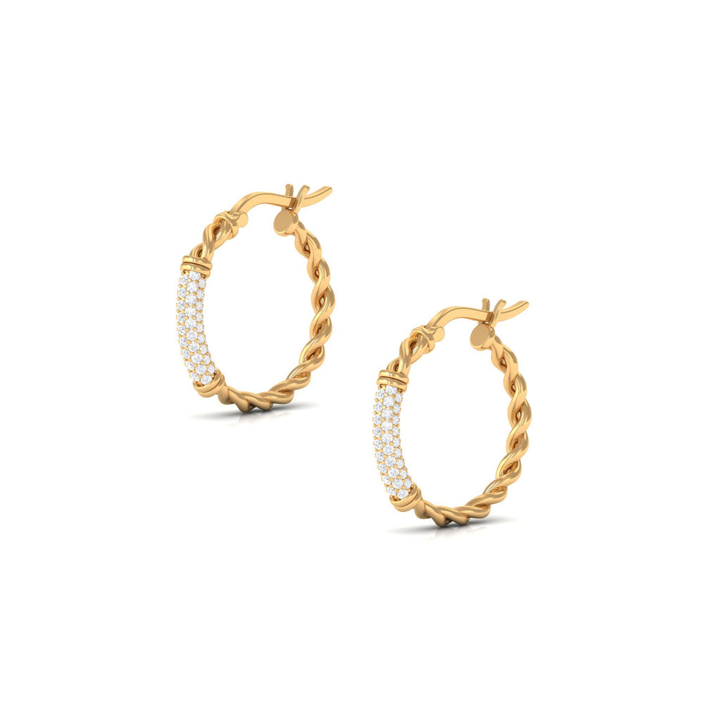 1.25 CT Twisted Rope Hoop Earrings with Diamond