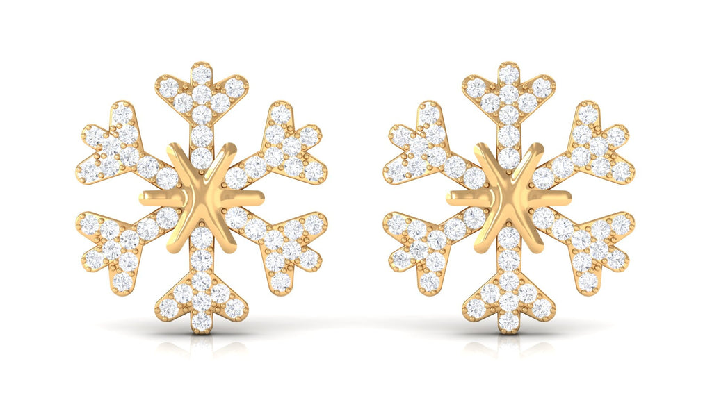 Natural Diamond Snowflake Earrings with Screw Back