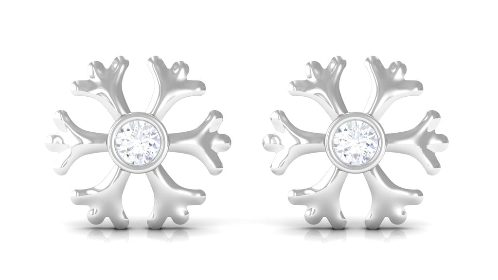 Minimal Diamond Snowflake Earrings with Screw Back