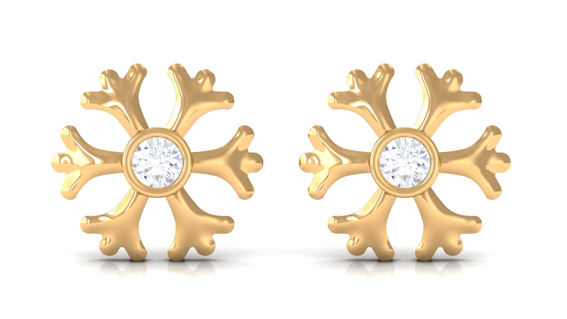 Minimal Diamond Snowflake Earrings with Screw Back