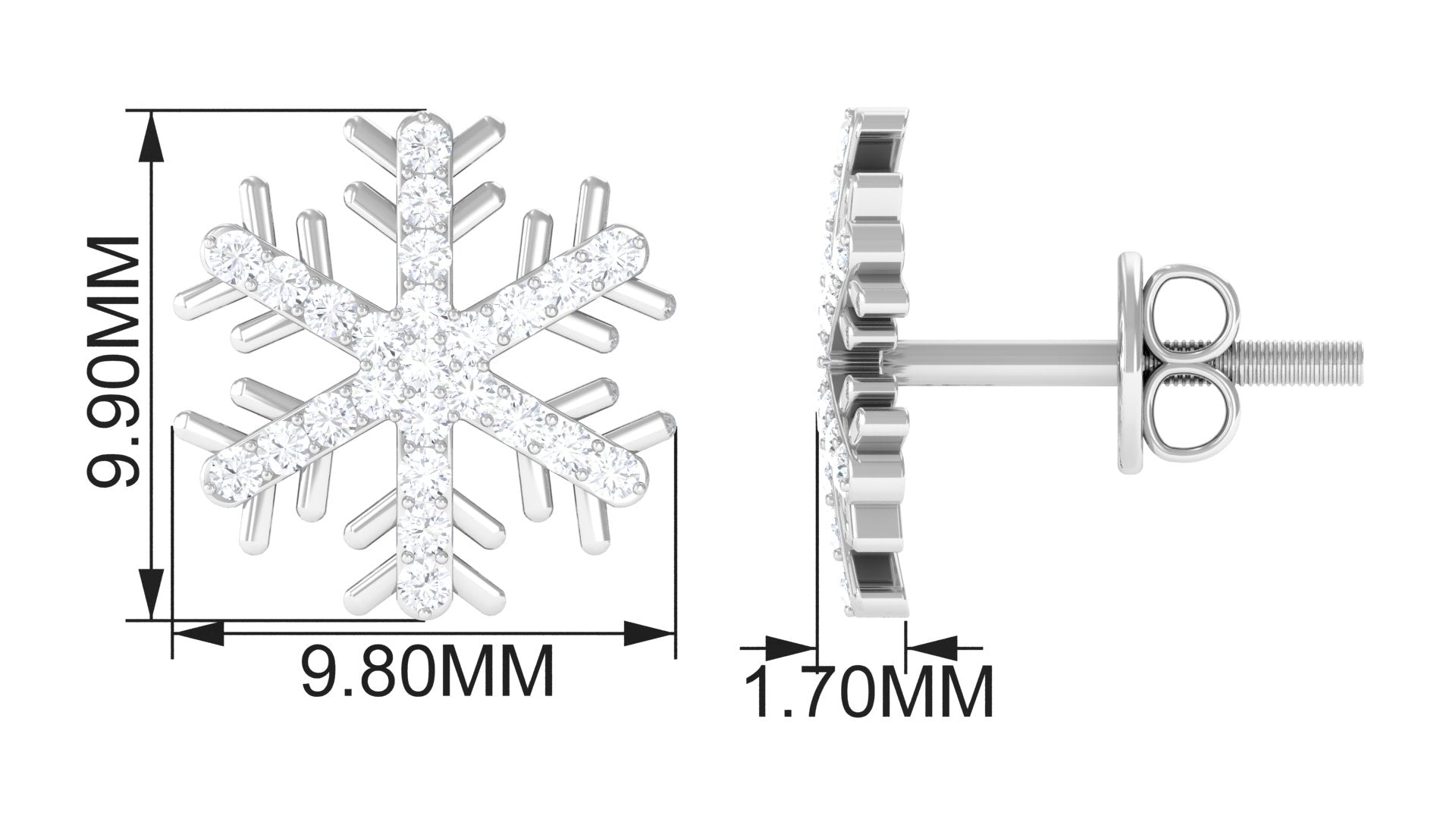 Certified Real Diamond Snowflake Earrings for Christmas