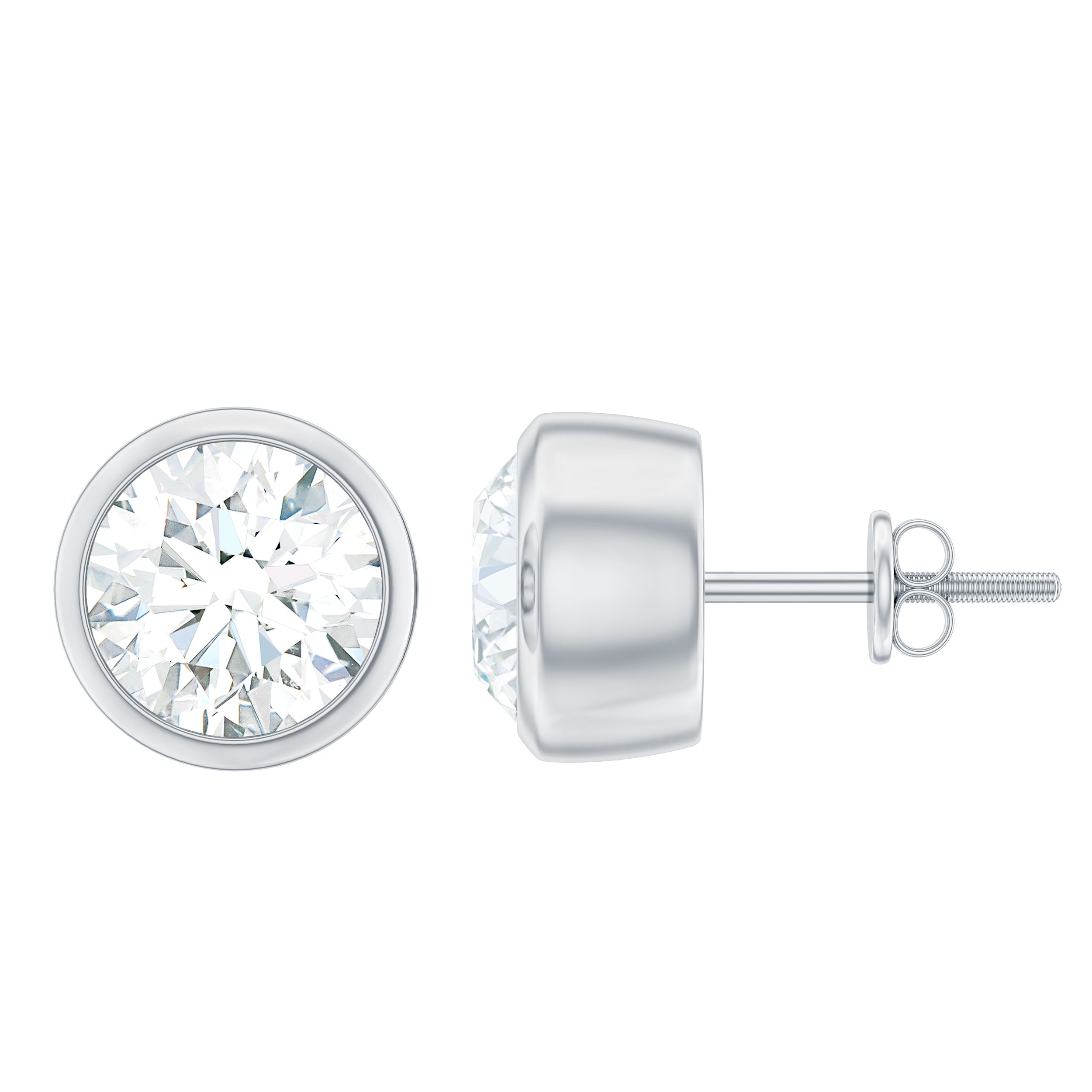 Minimalistic Bezel Set Diamond Stud Earrings