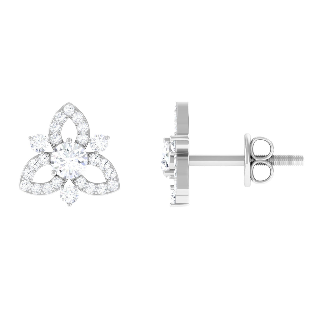 Real Diamond Flower Stud Earrings with Certificate