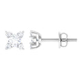 Real Diamond Flower Stud Earrings with Screw Backs
