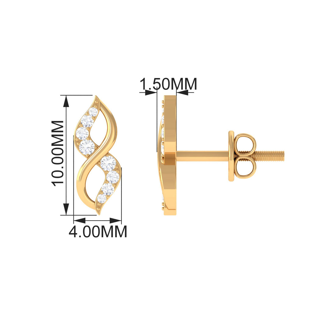 Natural Diamond Infinity Earrings with Screw Back